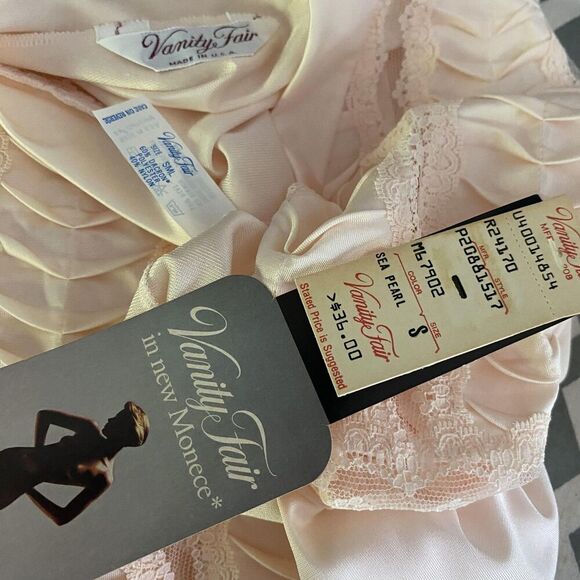 Vintage Vanity Fair Nightgown Robe Set Womens Small Lace Moniece Long USA 70s - Picture 10 of 12